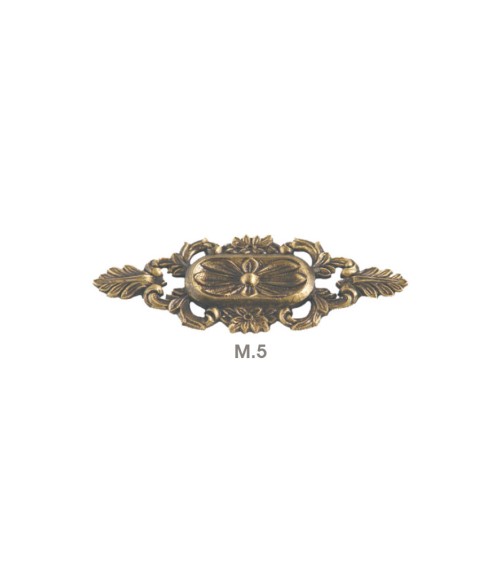 Rosetón en latón patinado ornamental alargado para portales y barandillas