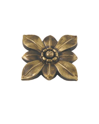 Rosetón en latón patinado floral cuadrado para puertas de portal