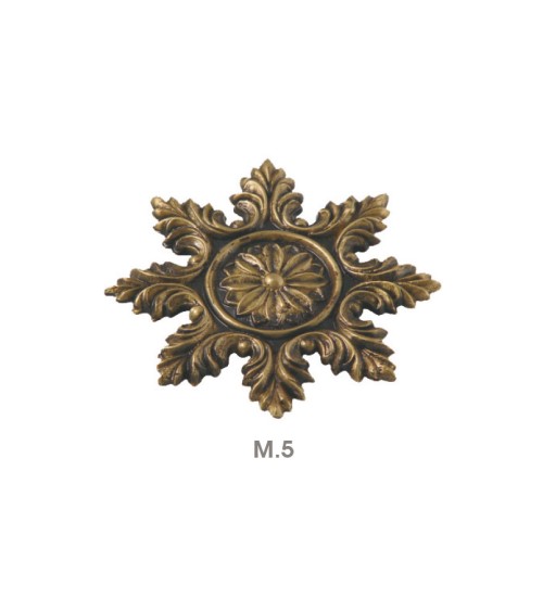 Rosetón en latón patinado floral estrellado para portales y rejas decorativas