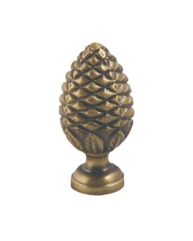 Remate en latón patinado tipo piña labrada para barandillas y escaleras decorativas