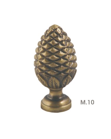 Remate en latón patinado tipo piña labrada para barandillas y escaleras decorativas