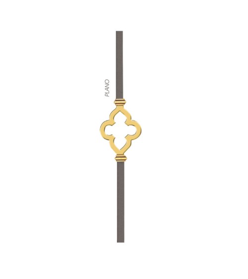 Barrote de forja con adorno flor calada en latón brillo para puertas y barandillas