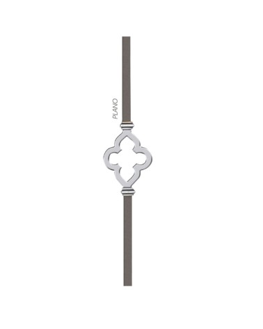 Barrote de forja con adorno flor calada en latón cromado para puertas y barandillas