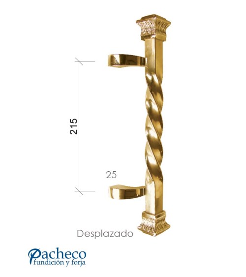 Tirador de latón brillo entorchado desplazado para puerta de portal