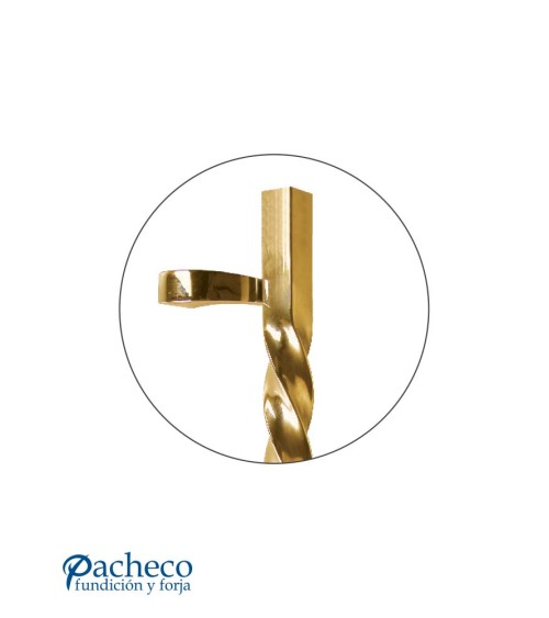 Tirador de latón brillo entorchado desplazado con base lisa para puerta de portal