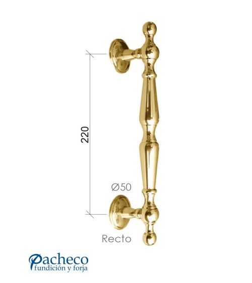 Tirador de latón brillo clásico recto para puerta de portal