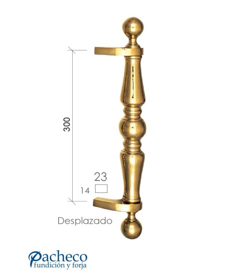 Tirador de latón brillo torneado desplazado para portón de entrada
