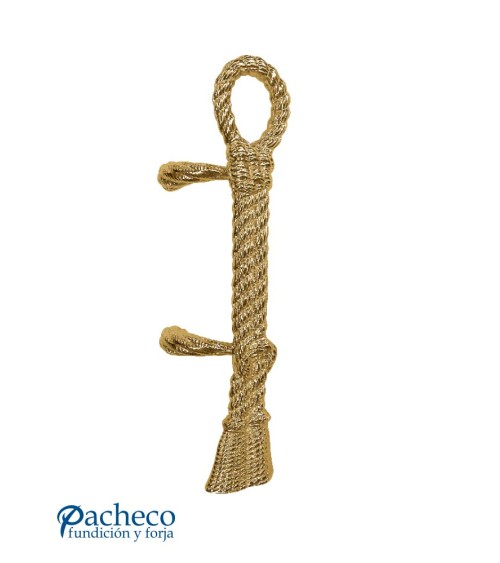 Tirador de latón brillo trenzado tipo cuerda desplazado para puerta principal