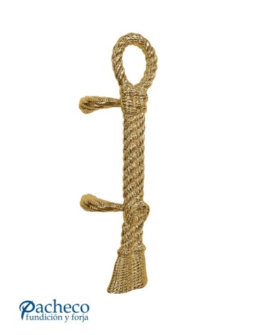 Tirador de latón brillo trenzado tipo cuerda desplazado para puerta principal