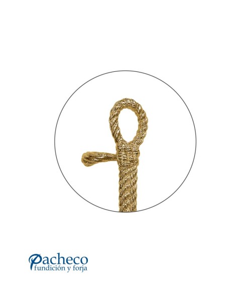 Tirador de latón brillo trenzado tipo cuerda desplazado para puerta principal