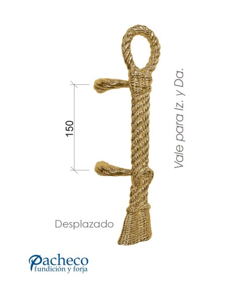 Tirador de latón brillo trenzado tipo cuerda desplazado para puerta principal Tirador de latón brillo trenzado tipo cuerda desplazado para puerta principal