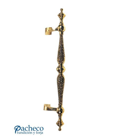 Tirador de latón brillo texturado desplazado para puerta de portal