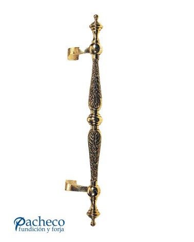 Tirador de latón brillo texturado desplazado para puerta de portal