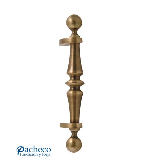 Tirador de latón patinado torneado desplazado para puerta principal