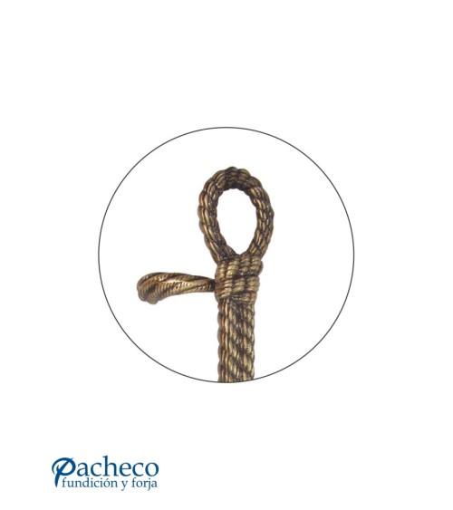 Tirador de latón patinado trenzado tipo cuerda desplazado para puerta de entrada