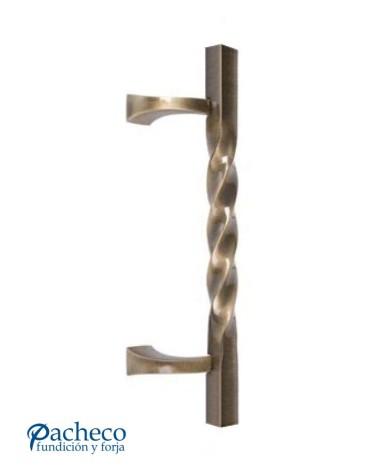 Tirador de latón patinado entorchado desplazado con soporte rectangular para portón de entrada