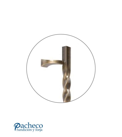 Tirador de latón patinado entorchado desplazado con soporte rectangular para portón de entrada