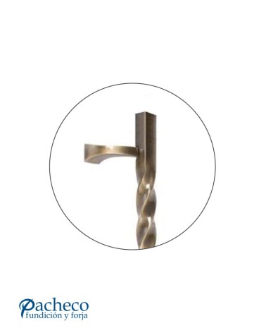 Tirador de latón patinado entorchado desplazado con soporte rectangular para portón de entrada