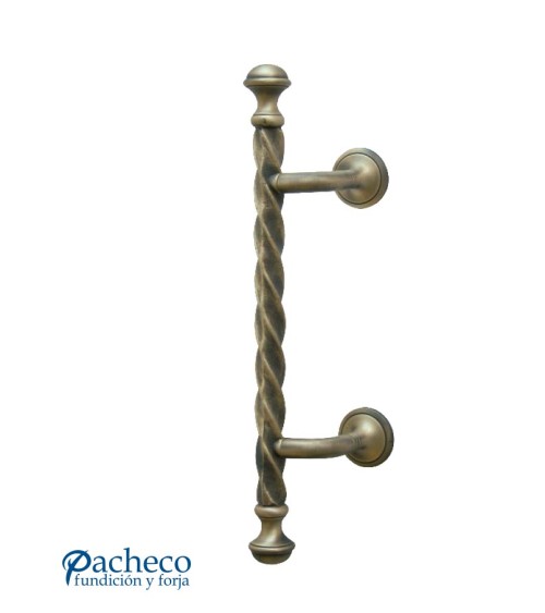 Tirador de latón patinado entorchado desplazado para puerta de entrada