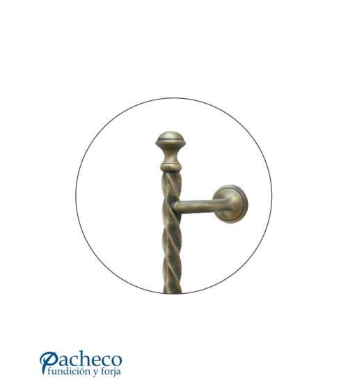 Tirador de latón patinado entorchado desplazado para puerta de entrada