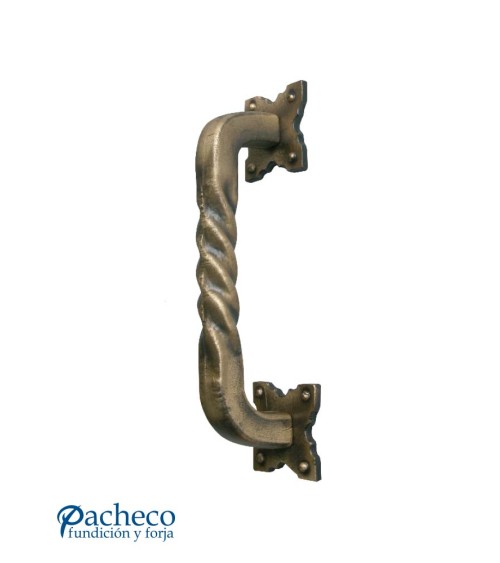 Manilla de latón patinado entorchada recta para puerta principal