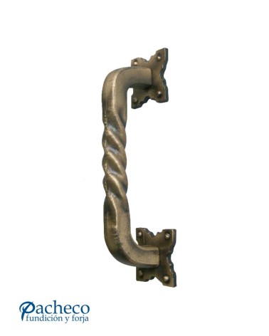 Manilla de latón patinado entorchada recta para puerta principal