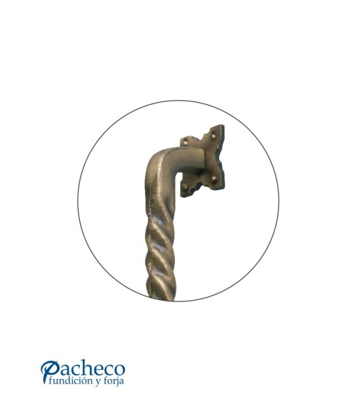 Manilla de latón patinado entorchada recta para puerta principal