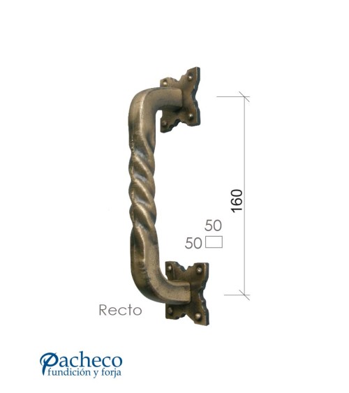 Manilla de latón patinado entorchada recta para puerta principal