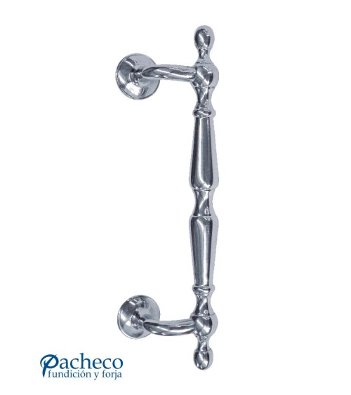 Tirador de latón cromado torneado desplazado para puerta de portal