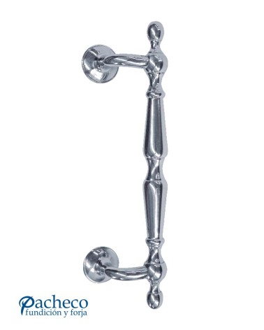 Tirador de latón cromado torneado desplazado para puerta de portal