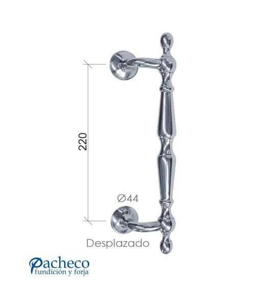 Tirador de latón cromado torneado desplazado para puerta de portal