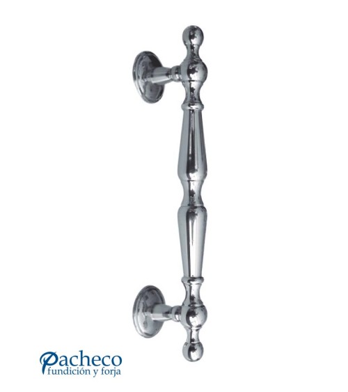 Tirador de latón cromado para puerta de portal metálica