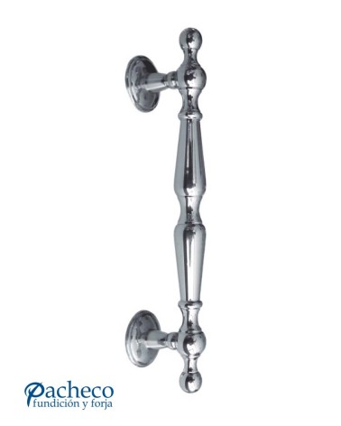 Tirador de latón cromado para puerta de portal metálica