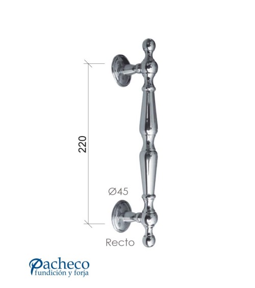Tirador de latón cromado para puerta de portal metálica