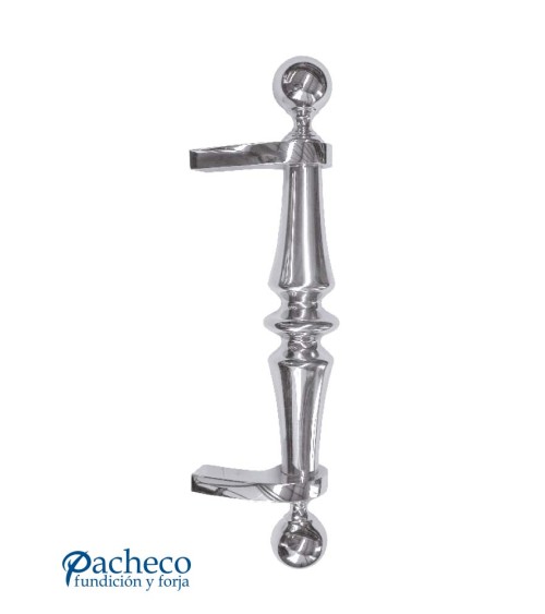 Tirador de latón cromado torneado decorado desplazado para puerta principal