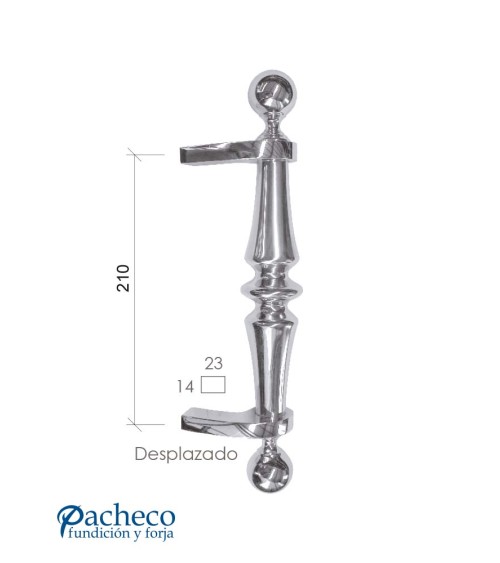 Tirador de latón cromado torneado decorado desplazado para puerta principal