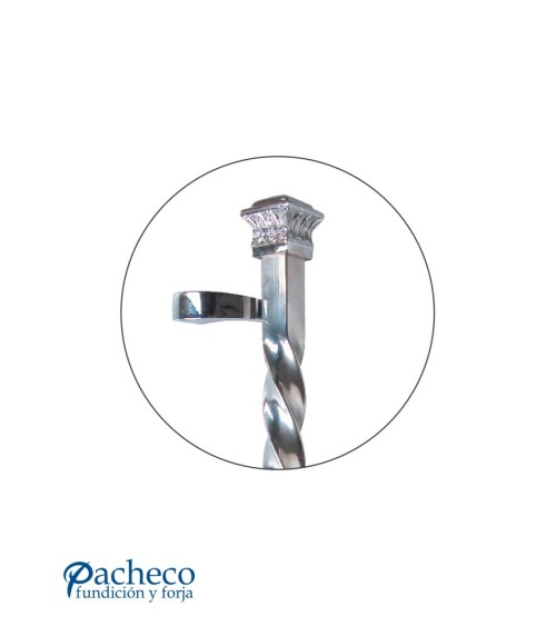 Tirador de latón cromado entorchado desplazado con base decorada para puerta de entrada