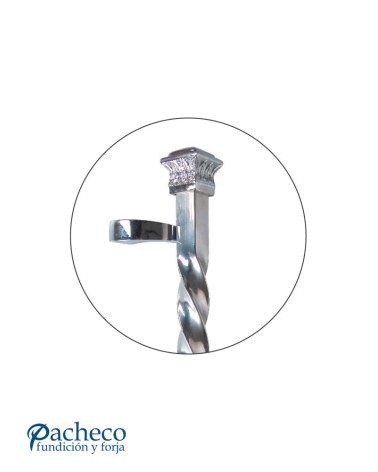 Tirador de latón cromado entorchado desplazado con base decorada para puerta de entrada