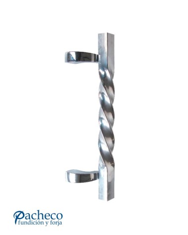 Tirador de latón cromado entorchado desplazado con soporte rectangular para puerta de portal