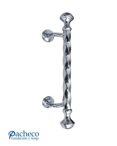 Tirador de latón cromado entorchado desplazado para puerta principal