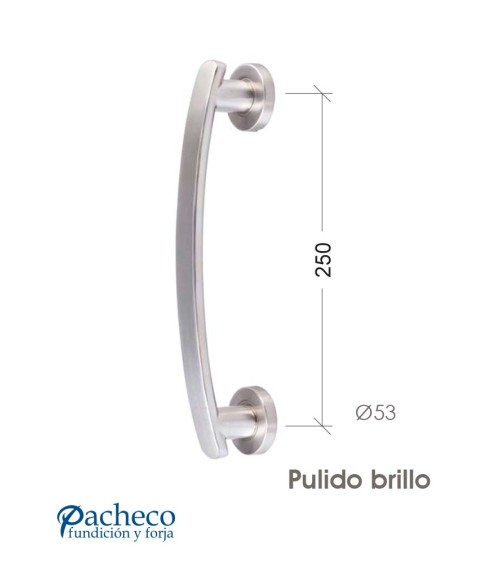 Tirador de acero inoxidable 304 pulido brillo curvo macizo para puerta de portal