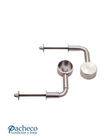 Soportes para tiradores de acero inoxidable 304 brillo tipo L pasante (juego 2 piezas)