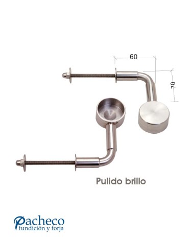 Soportes para tiradores de acero inoxidable 304 brillo tipo L pasante (juego 2 piezas)
