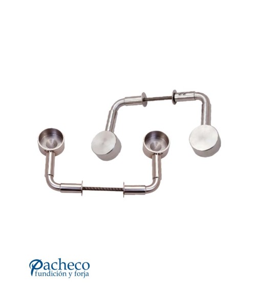 Soportes para manillones de acero inoxidable 304 brillo tipo L doble pasante (juego 2 piezas)