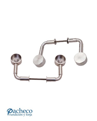 Soportes para manillones de acero inoxidable 304 brillo tipo L doble pasante (juego 2 piezas)