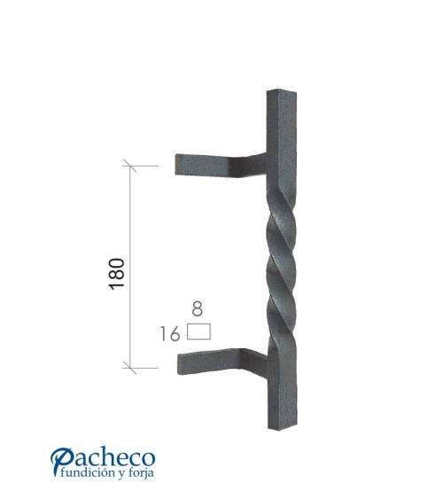 Tirador de hierro forjado entorchado para puerta de portal