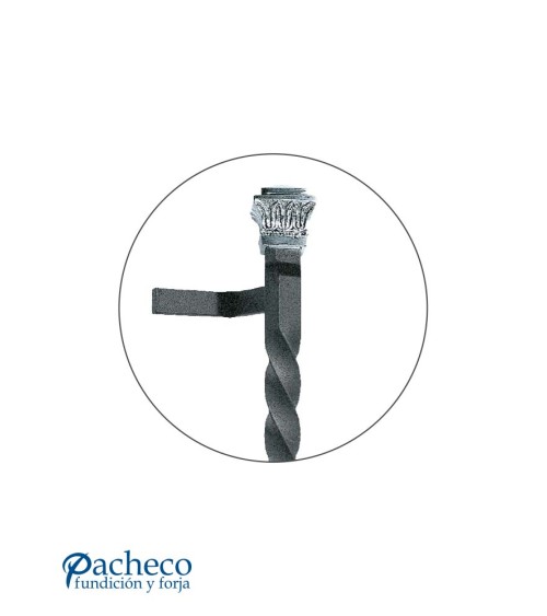 Tirador de forja entorchado con remate cromado para portón de forja