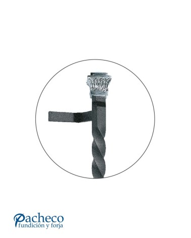 Tirador de forja entorchado con remate cromado para portón de forja