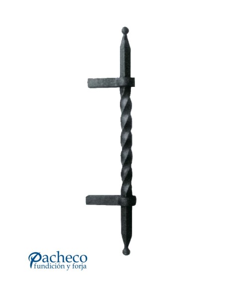 Tirador de hierro forjado entorchado desplazado para portón de forja