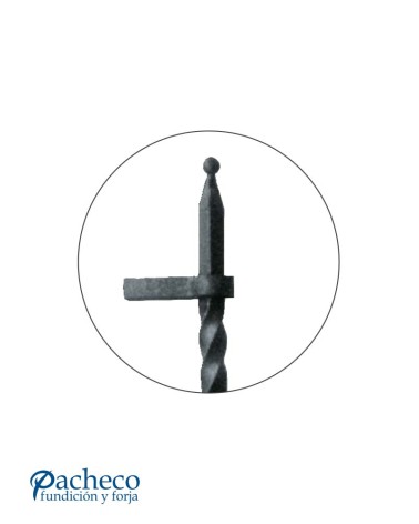 Tirador de hierro forjado entorchado desplazado para portón de forja